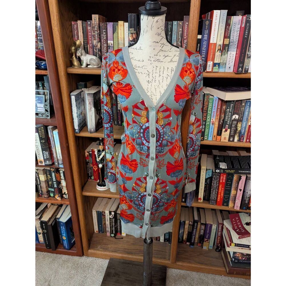 Custo Barcelona Women's Size Small Grey Button Down Long Sleeve Sweater Dress